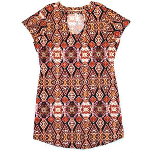 b&b Boutique Shift Mini Dress Women Large Boho Short Sleeve Crew Neck Brown
